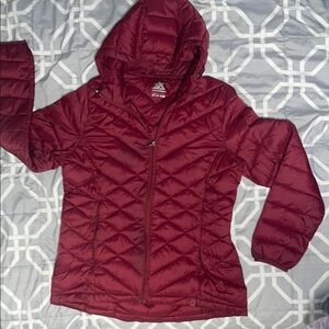 Red Quilted Puffer Jacket with Hood